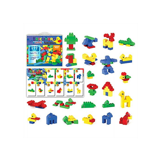 [177 Pieces] Compatible Large Building Block Toys by Brickyard, For Children Ages 1.5 - 5, Fits Duplo Blocks - Bulk Block Set