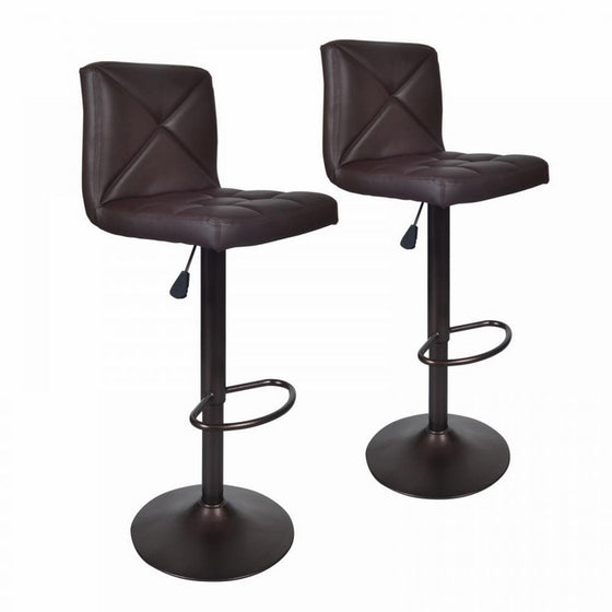 BestOffice Brown 2 PU Leather Modern Adjustable Swivel Barstools Hydraulic Chair Bar Stools