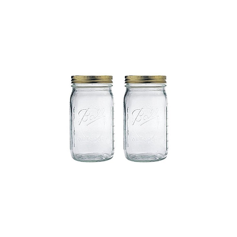 Ball Quart Jar with Copper Lid, Wide Mouth, Set of 2