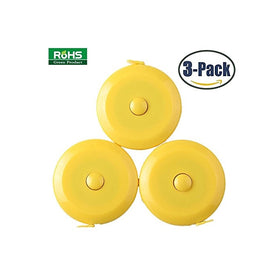 3 Pack Tape Measure 150 Cm 60 Inch Push Button Tape Body Measuring Soft Retractable For Sewing Double-Sided Tailor Cloth Ruler (Yellow) By BUSHIBU