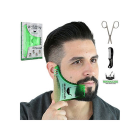 BEARDCLASS - Beard Shaping Tool - 6 in 1 Comb Multi-liner Beard Shaper Template Comb Kit Transparent - Bonus Items Included - Works with any Beard Razor Electric Trimmers or Clippers - (Green)