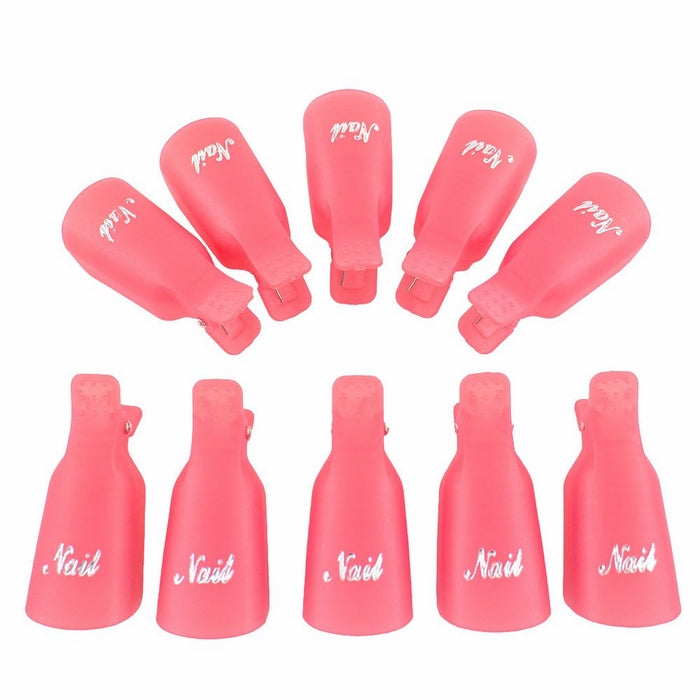 Benbilry 10 Pcs Reusable Soak Off Gel Nail Remover Wrap Clips (Pink)