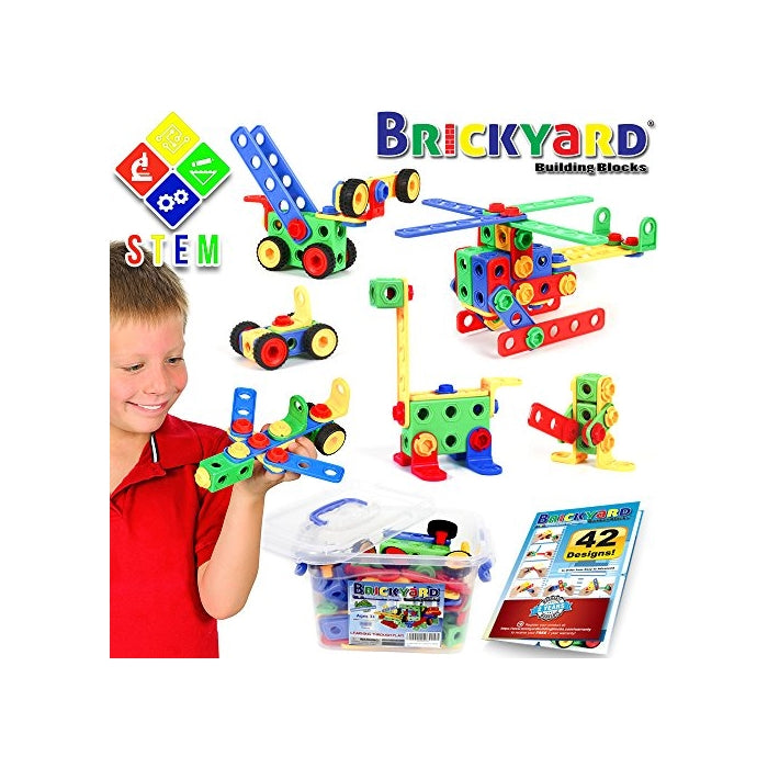 101 Piece STEM Toys Kit | Educational Construction Engineering Building Blocks Learning Set for Ages 3, 4, 5, 6, 7 Year Old Boys & Girls by Brickyard | Best Kids Toy | Creative Games & Fun Activities