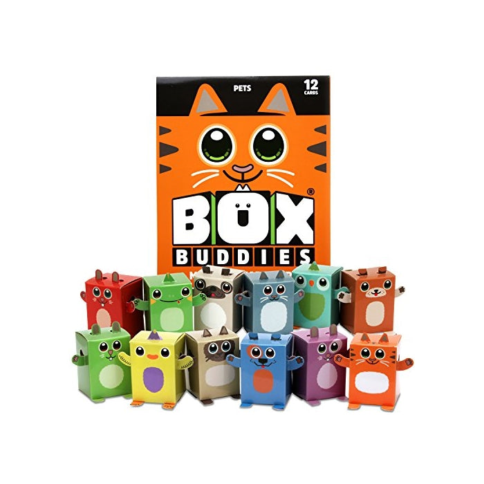 Box Buddies Pets - Pack of 12 Mini Box Animals - Fun Papercraft Party Favors