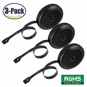 3 Pack Tape Measure 150 Cm 60 Inch Push Button Tape Body Measuring Soft Retractable For Sewing Double-Sided Tailor Cloth Ruler (Black) By BUSHIBU