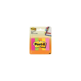 Post-it Page Markers, 1/2 in x 1 3/4 in, Assorted Fluorescent Colors , 50 Sheets/Pad, 5 Pads/Pack (670-5AF)