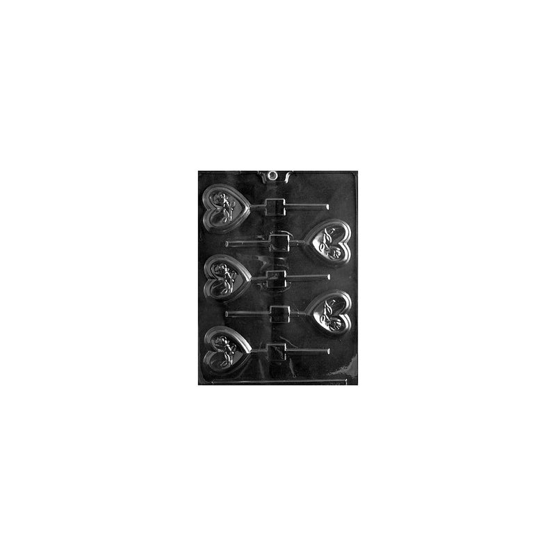 Cybrtrayd V106 Heart with Roses Lolly Valentine Chocolate Candy Mold