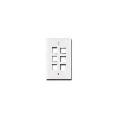 Leviton R08-41080-6W QuickPort Single Gang 6-Port Wallplates, 5 Count, White