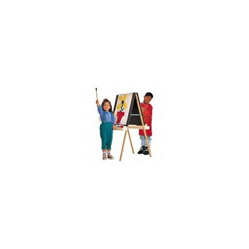 Quartet Double-Sided Masonite Easel, 45 to 51 Inch Adjustable Height, Includes 4 Easel Clips and 2 Trays, Oak Frame (XEH007)