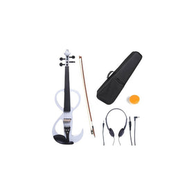 Cecilio 4/4CEVN-3W Solid Wood Pearl White Electric/Silent Violin with Ebony Fittings in Style 3 (Full Size)
