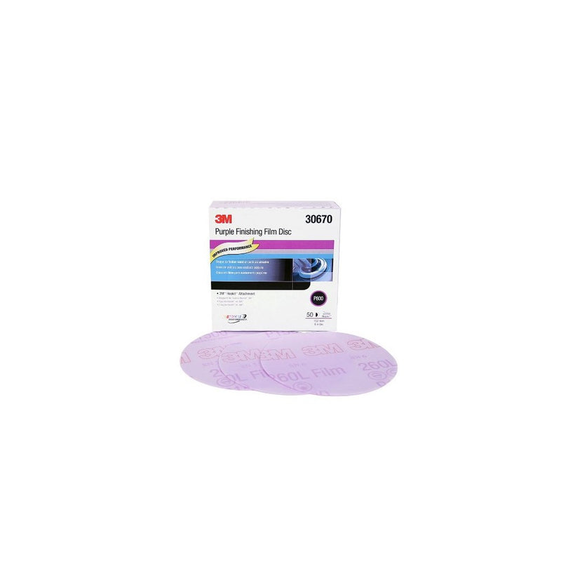 3M 30670 Hookit Purple 6" P800 Grit Finishing Film Disc