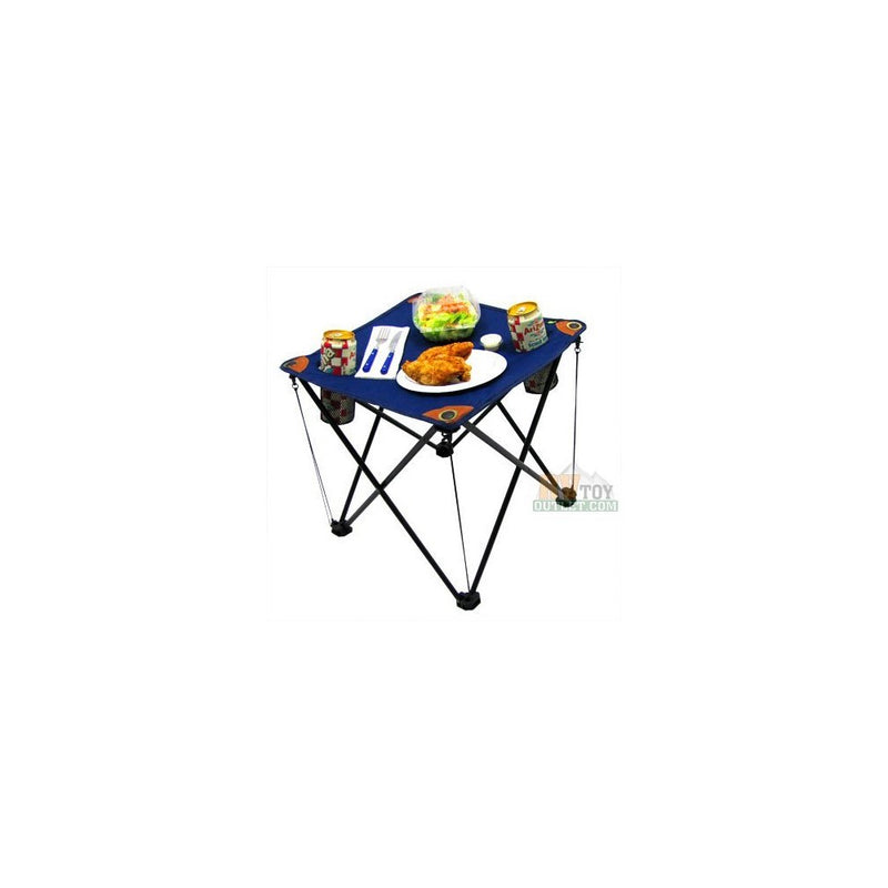 Folding Camping Table Folding Table with Drink Holders and Carry Bag (Blue)