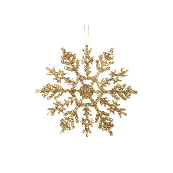 Darice 1629-45 10-Piece Snowflake Ornament, 4-Inch, Glittered Gold