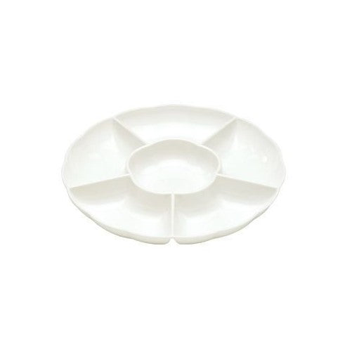 1 X White Plastic Compartment Serving Tray 12-inch