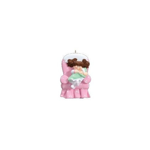 2306 Big Sister Chair with Brown Hair Hand Personalized Christmas Ornament