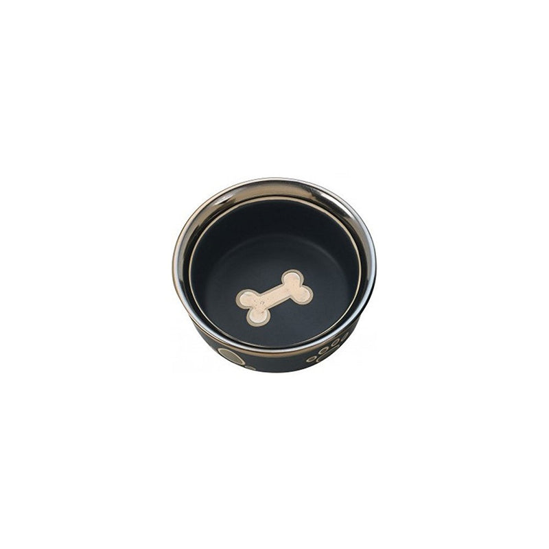 Ethical Stoneware Dish 6884 Ritz Copper Rim Dog Dish Black, 5 Inch
