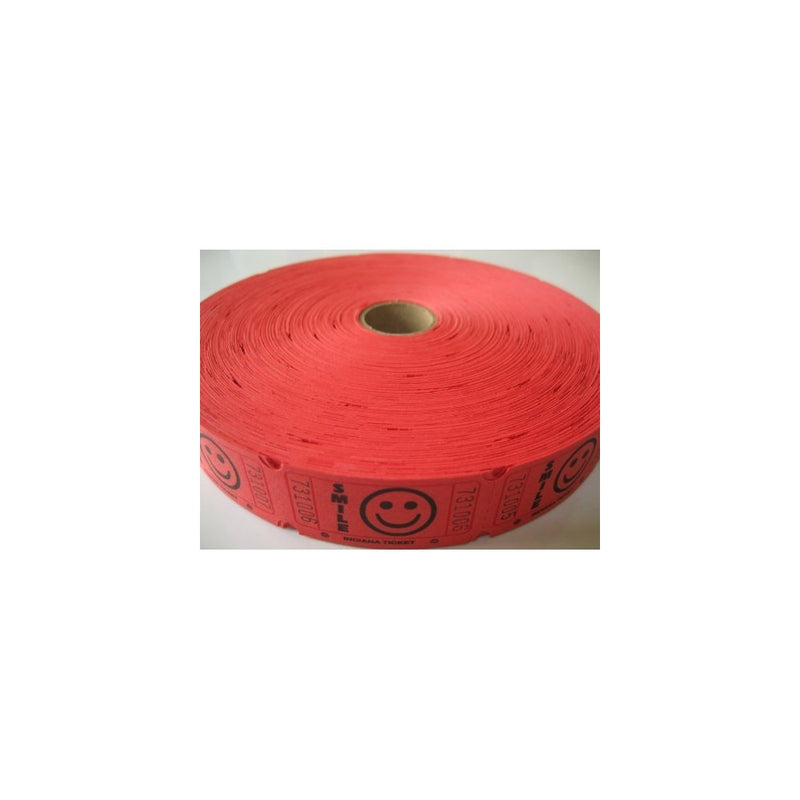 1 X 2000 Red Smile Single Roll Consecutively Numbered Raffle Tickets