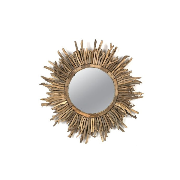 Creative Co-Op Round Driftwood Sun Burst Mirror