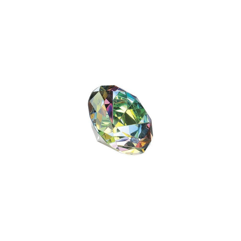 Crystal Clear Faceted Diamond Shaped Paperweight Top Maybe Engraved Apx. 3.5" Diameter (Aurora Borealis)