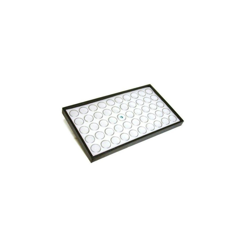 50 White Foam Gem with Stackable Tray for Gemstones, Watch Parts, Jewelry Findings Storage Organizer. Free Jewelry Polishing Cloth