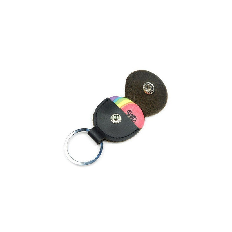 StaiBC Guitar Picks Holder Case Black Leather Keychain Plectrum Cases Bag