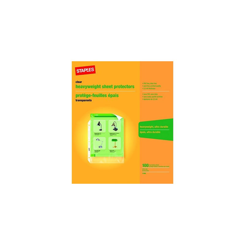 Staples Heavy-Duty Sheet Protectors 100 sheets letter size