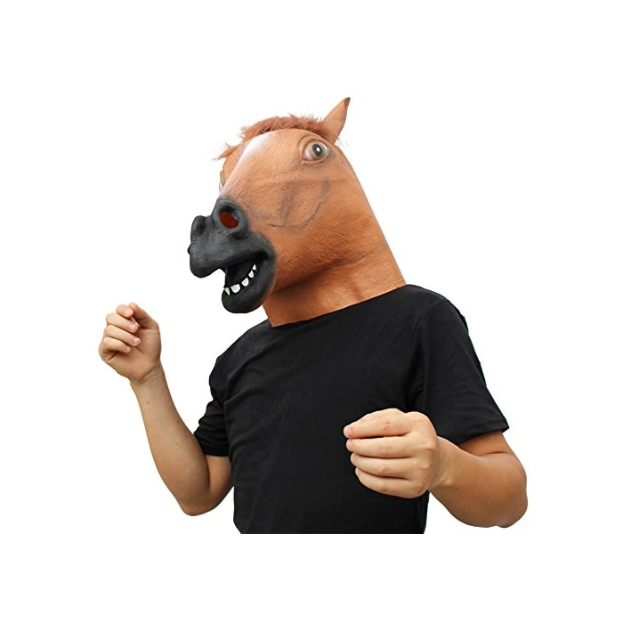 CreepyParty Novelty Halloween Costume Party Animal Head Sounding Mask Brown Horse (Silent)