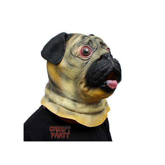 CreepyParty Deluxe Novelty Halloween Costume Party Latex Animal Dog Head Mask (Pug)