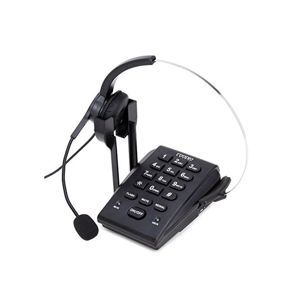 Dialpad with Headset, Coodio Corded Phone [Call Center] Telephone with Headset and Recording Cable and Tone Dial Key Pad / Redial - C666