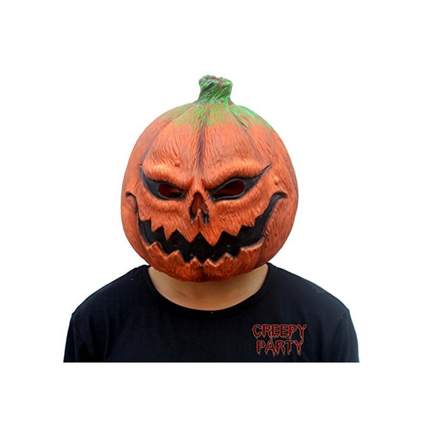 CreepyParty Deluxe Novelty Halloween Costume Party Props Latex Pumpkin Head Mask (Pumpkin)