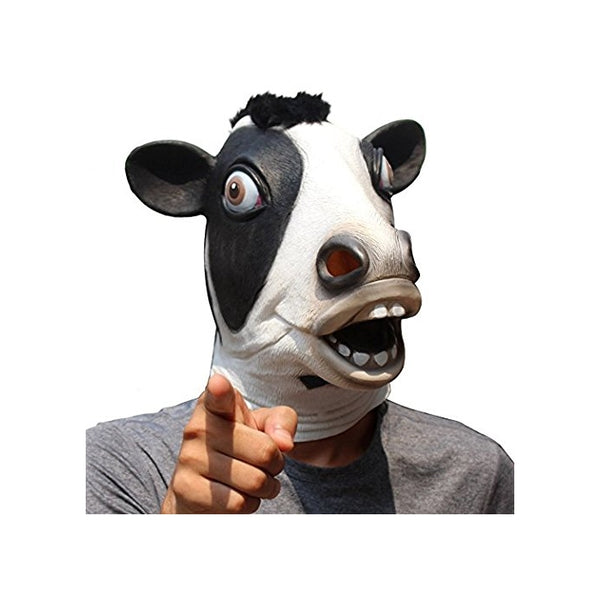 CreepyParty Novelty Halloween Costume Party Latex Cow Head Mask (Cow)