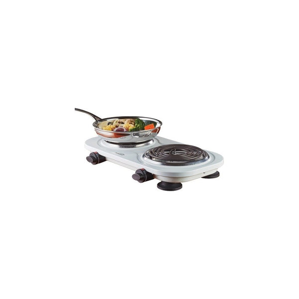 Brentwood Appliances TS-361W Electric 1500W Double Burner, White