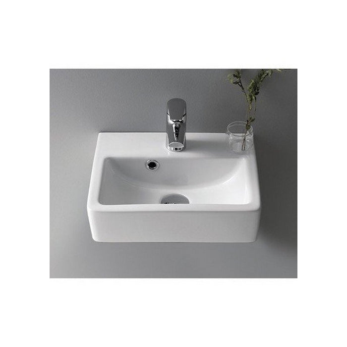 CeraStyle 001400-U-One Hole Mini Rectangle Ceramic Wall Mounted/Vessel Sink, White