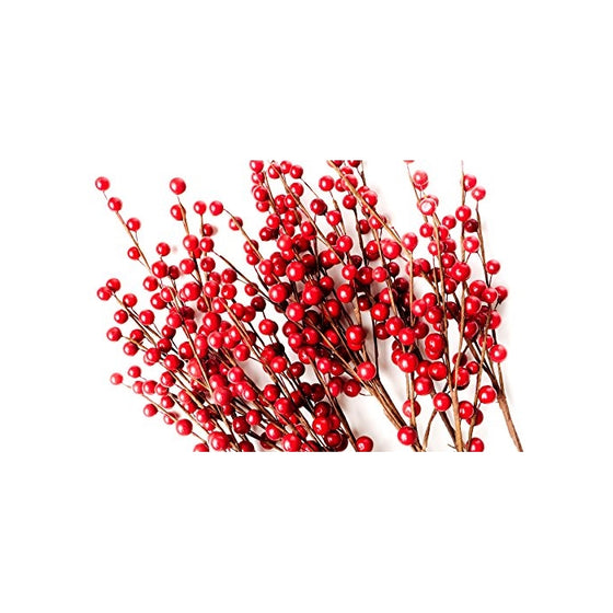 Set of 12 Red Berry Picks - Makes Great Addition to Any Christmas Decor, Wreath, Garland or Tree - 16 Inch