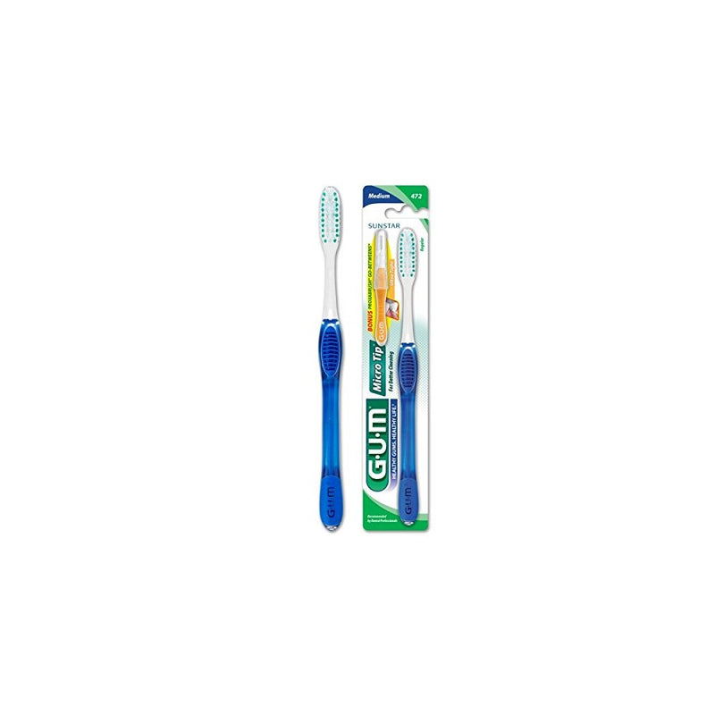 Sunstar 472RGB GUM Micro Tip Toothbrush with Proxabrush Go-Betweens, Triangular Full Medium Bristle