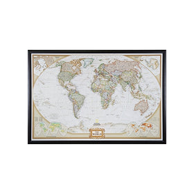 Craig Frames Wayfarer, Executive World Push Pin Travel Map, Brazilian Walnut frame and Pins, 24 by 36-Inch