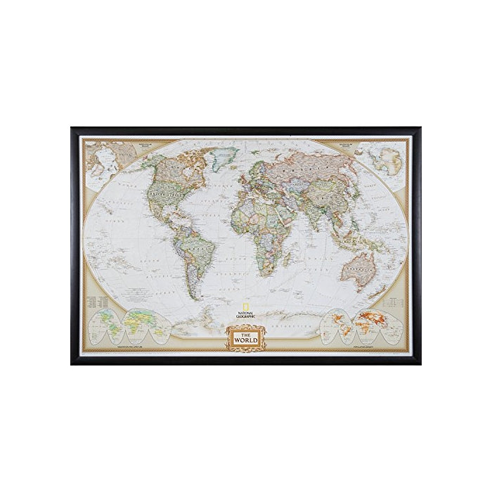 Craig Frames Wayfarer, Executive World Push Pin Travel Map, Brazilian Walnut frame and Pins, 24 by 36-Inch