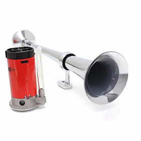 Train Horn by Custom Autos - Air Horn 12V Super Loud 150db Single Trumpet Air Horn - Single Trumpet Air Horn Chrome Compressor Train Horn