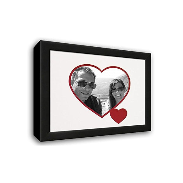 Heart & Love Picture Frame - Black Wood Frame With Heart Shaped Double Mat for 4x6 photo