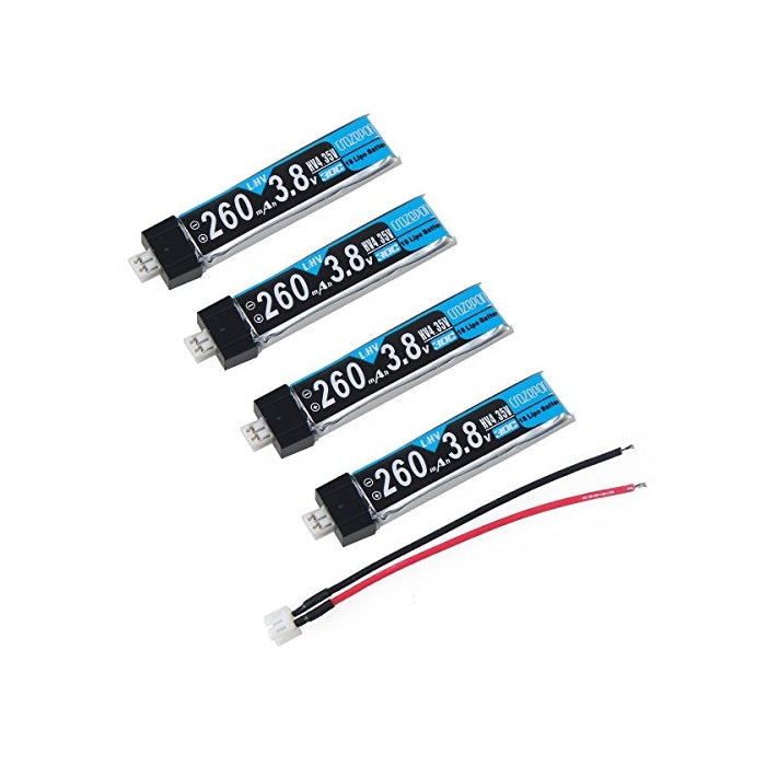 Crazepony 4pcs 260mAh HV LiPo Battery 30C 3.8V for Tiny Whoop JST-PH 2.0 Powerwhoop Connector