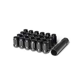 Circuit Performance Spline Drive Tuner Acorn Lug Nuts Black 12x1.5 Forged Steel (24pc Tool)