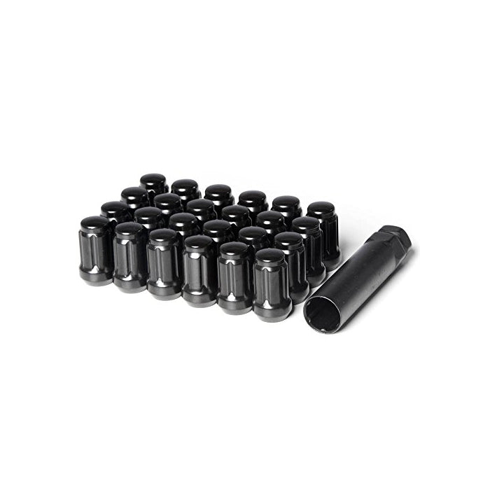 Circuit Performance Spline Drive Tuner Acorn Lug Nuts Black 12x1.5 Forged Steel (24pc Tool)