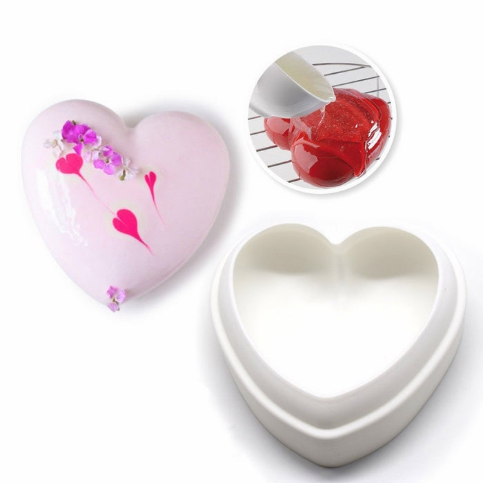 Chige Heart Mousse Cake Mold Trays, 6.2-inch Silicone Baking Pan-Food Grade & BPA Free-Not Sticky Mould Suitable For Mousse,Chocolate Brownie,Jelly,Ice Cream,Chiffon,Cheesecake,Fondant
