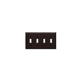 Leviton 85012 4-Gang Toggle Device Switch Wallplate, Standard Size, Thermoset, Device Mount, Brown