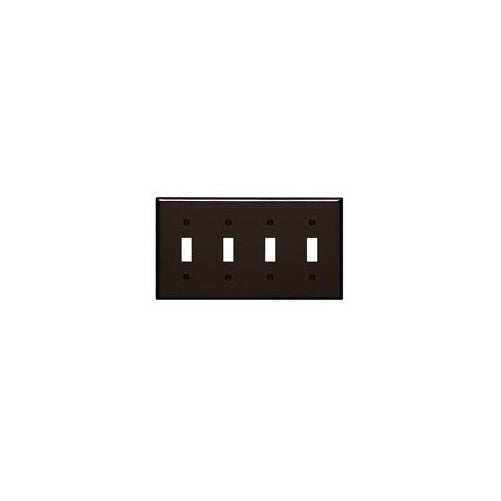 Leviton 85012 4-Gang Toggle Device Switch Wallplate, Standard Size, Thermoset, Device Mount, Brown