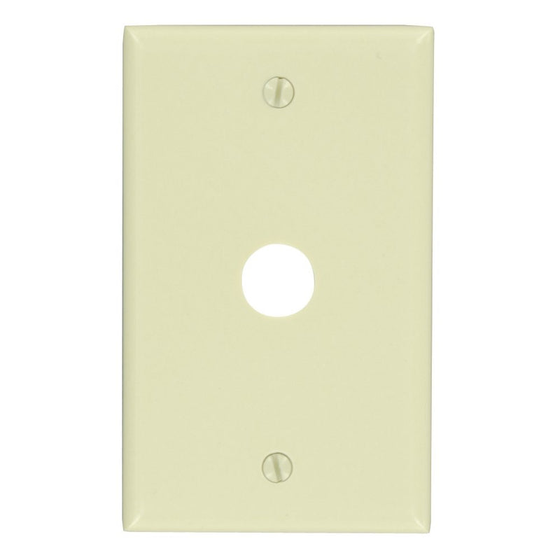Leviton 86017 1-Gang .625-Inch Hole Device Telephone/Cable Wallplate, Standard Size, Thermoset, Box Mount, Ivory