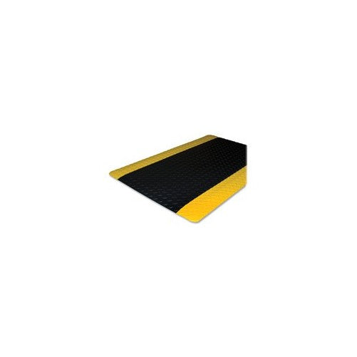 Genuine Joe Anti-Fatigue Mat with Beveled Edge, 2 by 3-Feet, Yellow Border, Black