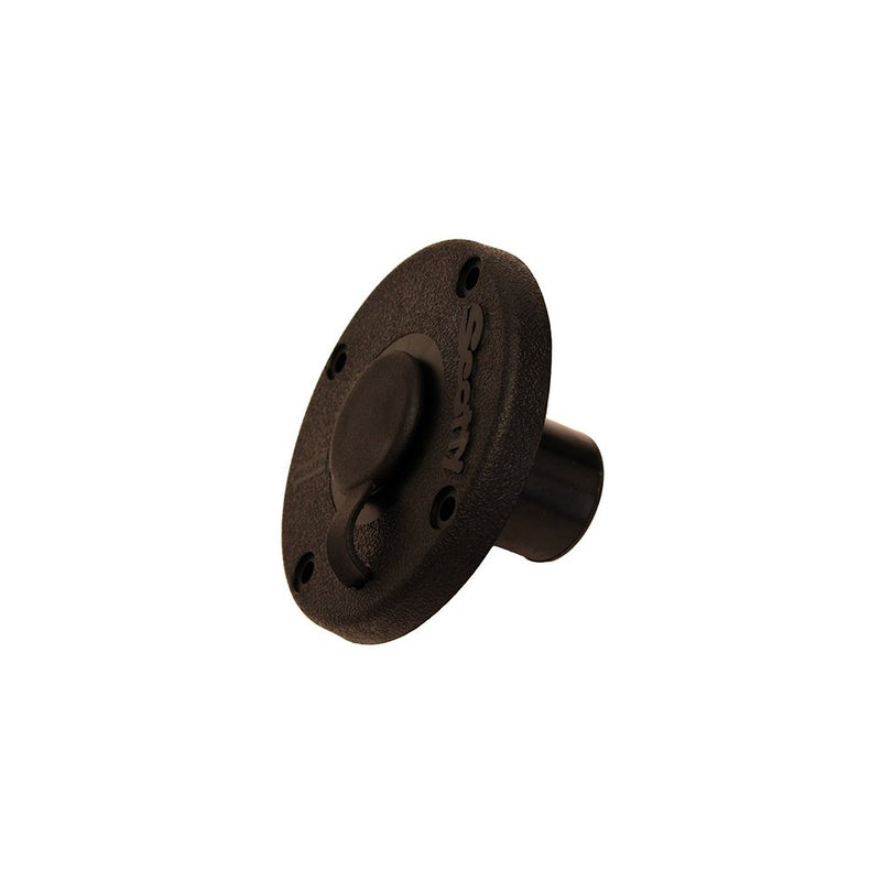 Scotty #344-BK Round Flush Deck Mounting Bracket Black Sealed Bottom with Rain Cap