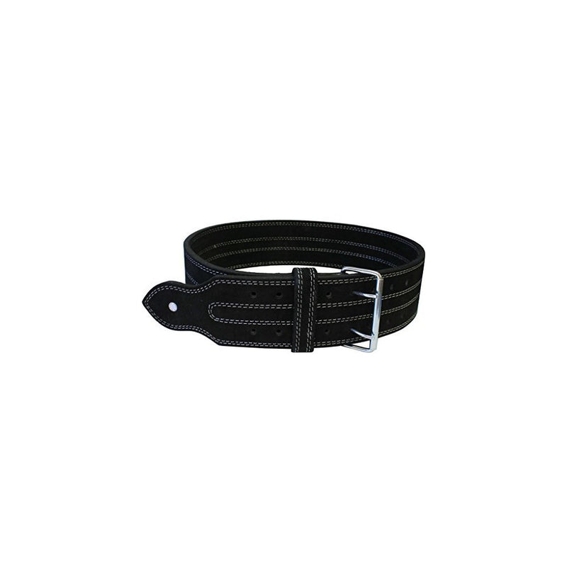 Leather Power Weight Lifting Belt- 4" Black (Large)
