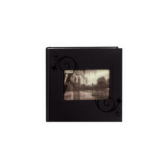 Pioneer Embossed Floral Frame Leatherette Cover Photo Album, Black